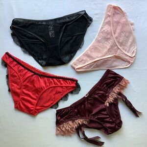 Y2K Victoria’s Secret Collection Of 4 Panties Sz S Ruffles Garter Lace Tulle NWT